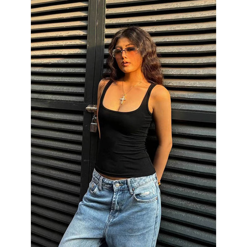 Sculpted Square Neck Tank Top for Women, Fashionable Tank Top, Women Square Neck Top