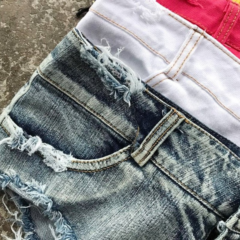 Sexy Super Low Waist Denim Shorts for Women, Nightclub Slim Fit with Broken Holes Design