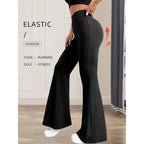 Womens High Waisted Slim Fit Flared Pants Wide Leg Long Black Trousers for Spring and Summer