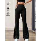 Womens High Waisted Slim Fit Flared Pants Wide Leg Long Black Trousers for Spring and Summer