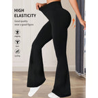 Womens High Waisted Slim Fit Flared Pants Wide Leg Long Black Trousers for Spring and Summer