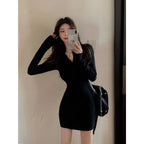 Elegant Dresses For Women, Sexy Solid Turtleneck, Full Sleeves Sheath Long Party Dress, Female Fashion Vestidos