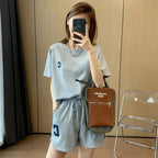 Womens Summer Two Piece Casual T Shirt and Shorts Set