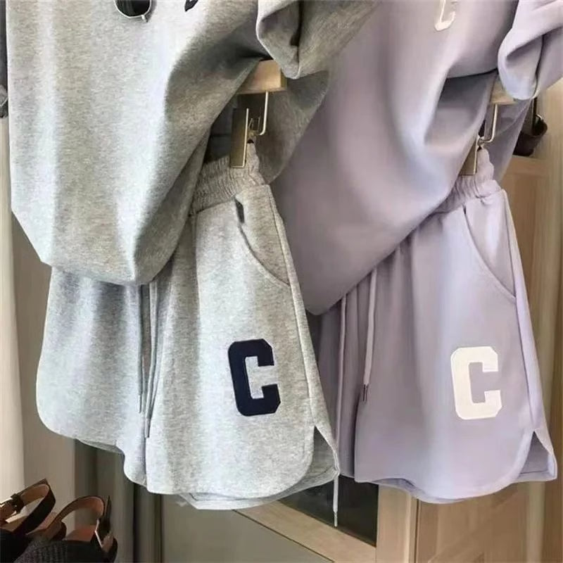 Womens Summer Two Piece Casual T Shirt and Shorts Set