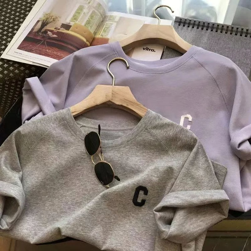 Womens Summer Two Piece Casual T Shirt and Shorts Set