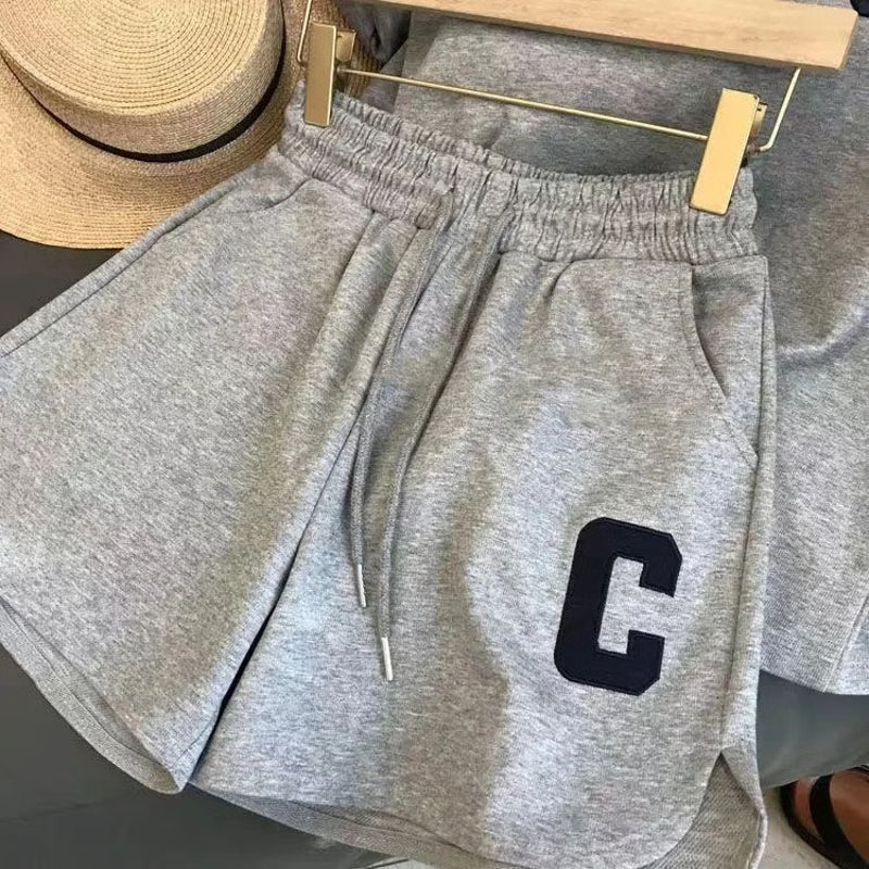 Womens Summer Two Piece Casual T Shirt and Shorts Set