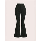 High Waist Ribbed Flared Leggings, Women's Solid Color, Slim Fit, Casual Workout Fitness, for Spring Autumn Winter