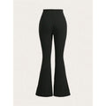 High Waist Ribbed Flared Leggings, Women's Solid Color, Slim Fit, Casual Workout Fitness, for Spring Autumn Winter