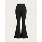 High Waist Ribbed Flared Leggings, Women's Solid Color, Slim Fit, Casual Workout Fitness, for Spring Autumn Winter