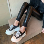 Womens High Waist PU Leather Push Up Leggings